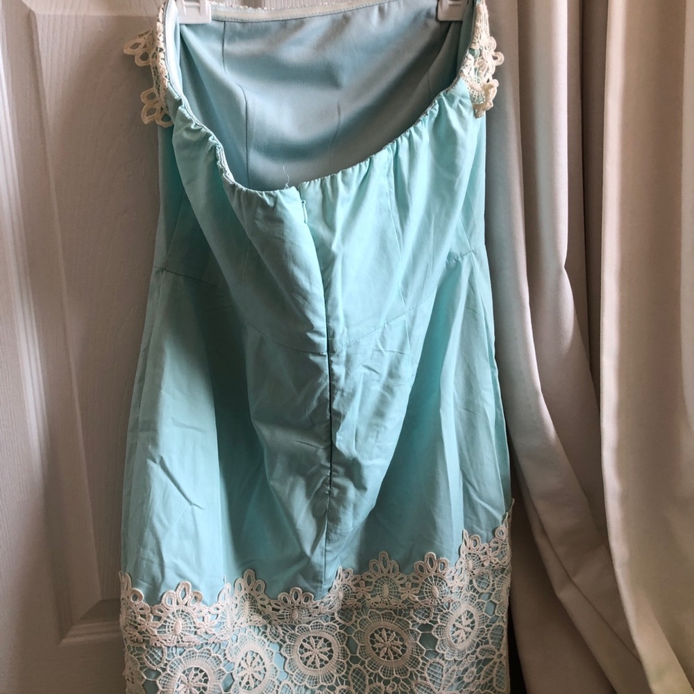 Teal blue mini dress